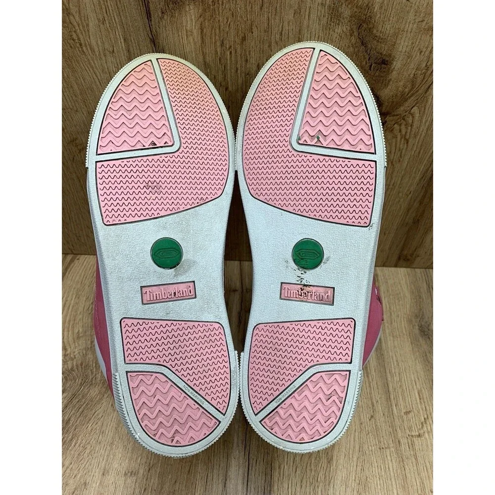 Timberland Earthkeepers Girls Size 7 Pink Nubuck Boots Gray Collar Style 8197R